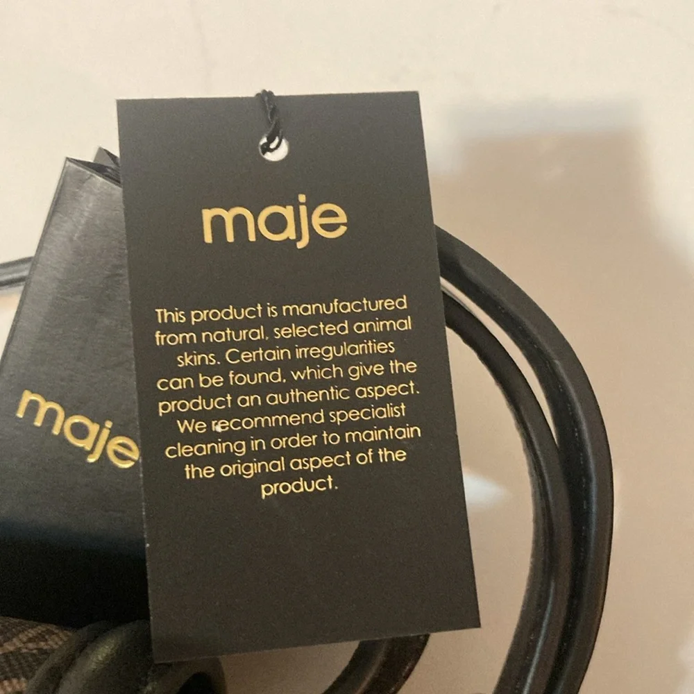 MAJE Clover Clasp Canvas Bag with Leather trim.